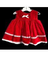 Vintage Christmas Dress Baby Girl 3-6M Red Velvet Lace Fit &amp; Flare Full ... - $565.38 MXN