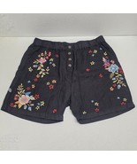 JW Los Angeles Womens Black Linen Stars And Floral Embroidered Shorts Large - $69.93 CAD