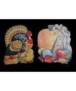 Vintage Thanksgiving Fall Harvest Turkey Pumpkin Gourds Die Cuts Hallmark - $35.88