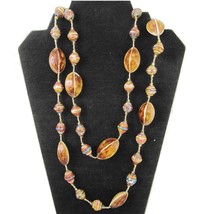 Sea Shell Cockle Rolled Paper Cone Bead Necklace 44&quot; Long Hand Made Hait... - £19.37 GBP