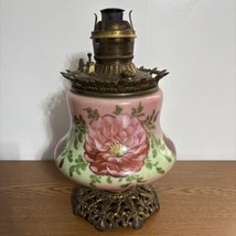 Antique Royal Kerosene Oil Lamp Light Handpainted Flowers Parlor Light 14.5” H - £99.11 GBP