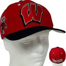 University of Wisconsin Badgers Vintage 90s Hat Red Zephyr Baseball Cap 7 1/8 - £35.86 GBP