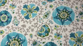 Ballard Design Aruba Turquoise Blue Suzani Floral Easycare Fabric By Yard 55&quot;W - £13.86 GBP