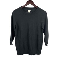 J Crew Merino Wool Sweater Black Long Sleeve Crew Neck Pullover Womens Medium - £18.57 GBP