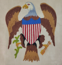 Eagle Crewel Finished Patriotic Americana Bird Red White Blue Federal US... - $28.95