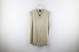 Vintage 90s Streetwear Mens Size XL Blank Knit V-Neck Sweater Vest Gold Acrylic - £39.65 GBP