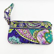 Vera Bradley Purple Floral Paisley Wristlet Wallet Clutch Zipper Card Slots - $375.29 MXN