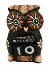 Balinese Wood Handicrafts Hypnosis Eyes Nocturnal Owl Desktop Calendar F... - $26.99