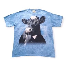 Vintage The Mountain Big Cow Shirt XL Blue Short Sleeve Mottle Dye Farm Animal - £26.42 GBP