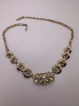 Vintage Sarah Coventry Yellow Gold Rhinestone Necklace 14.75” - 17.25” - £27.63 GBP