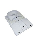 Men CEREMONIA Tuxedo Shirt Rhinestone Cotton Turkey #Milano 13 White Win... - $1,128.31 MXN