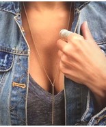 Sexy Fashion Stick Pendant Necklace  Gold Plated  Long Chain Necklace - $269.14 MXN