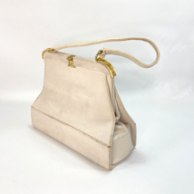 Vintage 60s Duette by Lampert Womens Handbag White Reptile Leather Top Clasp - £31.65 GBP