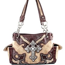 Texas West Premium Cross Embroided Shoulder Handbag Purse in Multi Color - £30.53 GBP