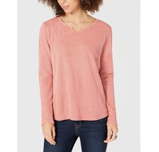Style &amp; Co Womens Small Copper Rose Split Neck Cotton Thermal Top NWT AE53 - £17.64 GBP