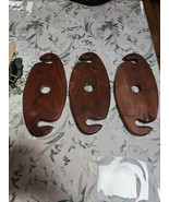 Lot Of 3 Handmade Wooden Wine Caddy &amp; Wine Glass Holder Rack Walnut 11.5... - $39.95 CAD