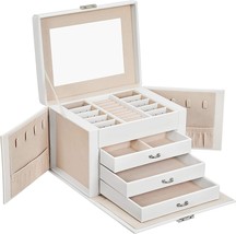 Songmics 4-Tier Jewelry Box, Lockable Jewelry Organizer With, White Ujbc159W01 - £35.96 GBP