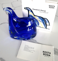 Mid Century Kosta Boda Blue Swedish Horse by Anna Ehrner Art Glass Sculpture NIB - £63.94 GBP