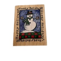 Rubber Stampede Stamp Happy Holidays Snowman Christmas Winter Greeting Snow - £6.75 GBP