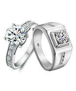 Name Engraved 2 Carat Diamond Gold Engagement Rings for Two - $1,379.35 MXN