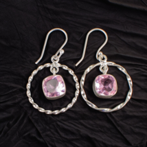 Pink Kunzite Gemstone 925 Silver Earring Handmade Jewelry Earring 1.60&quot; - £10.52 GBP