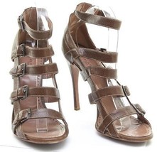 ALAIA Sandals Brown Leather Gladiator Heel Open Toe White Strap Heel Hee... - $308.75