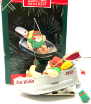 Hallmark Santa In Motor Boat Fishing Gone Wishin 1992 Ornament - £9.41 GBP