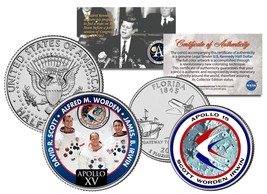 APOLLO 15 SPACE MISSION 2-Coin Set US Quarter &amp; JFK Half Dollar NASA AST... - £9.54 GBP