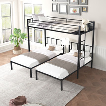 Metal Triple Twin Bunk Bed/ Can Be Separated into 3 Twin Beds Safety Gua... - $417.37