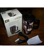 HEATED AUTO MUG w/12 volt car adapter - Stainless Steel - Leaf Pattern -... - $14.99