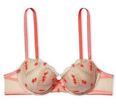 $80 38D Beige Gold NEON Foral Dream Angels Victorias Secret Lined Demi UW Bra  - £39.11 GBP