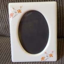 Ceramic Flower Picture Frames Holds 7&quot; X 5&quot; Photo White/Orange - £14.38 GBP