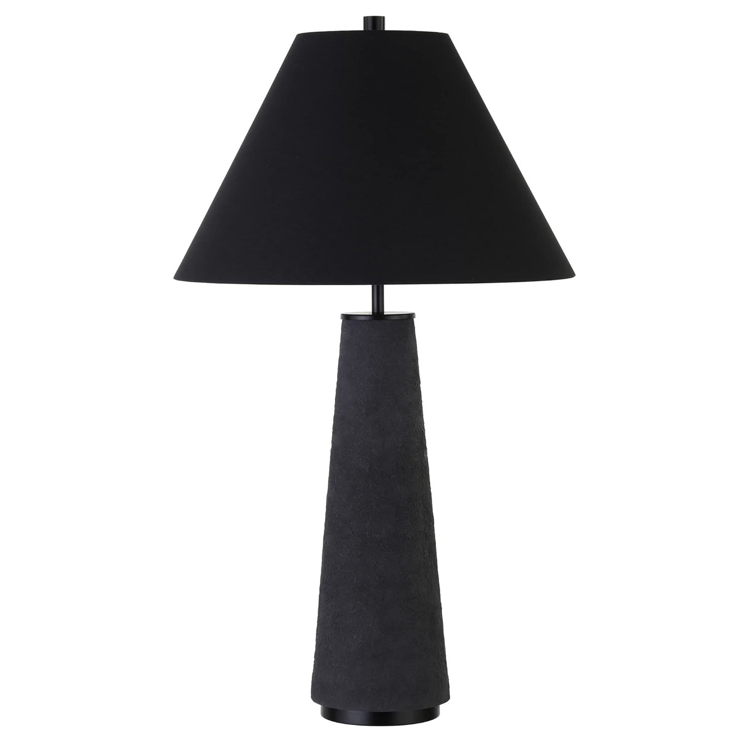 28" Tall Monochrome Table Lamp With Fabric Shade In Matte Black, For Home, Livin