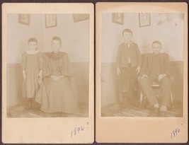 Hamlin Family Cabinet Photos - Charles W., Leslie, Lottie Bell, Sadie L. (Maine) - £26.94 GBP