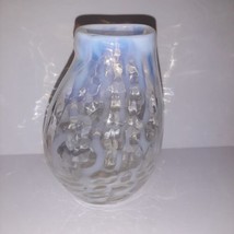 Crate Barrel Moonstone Lace Opalescent Art Glass Vase 6” Blown - £15.82 GBP
