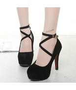 Handmade Women Shoes, High Stiletto Heel, Round Toe, Eco Suede Leather, ... - $65.00