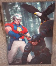 Peacemaker vs Captain America Glossy Art Print 11 x 17 In Hard Plastic S... - $24.99