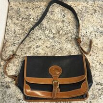 VTG Dooney &amp; Bourke AWL Navy Leather Buckle Crossbody Bag Purse Made in USA - $86.84