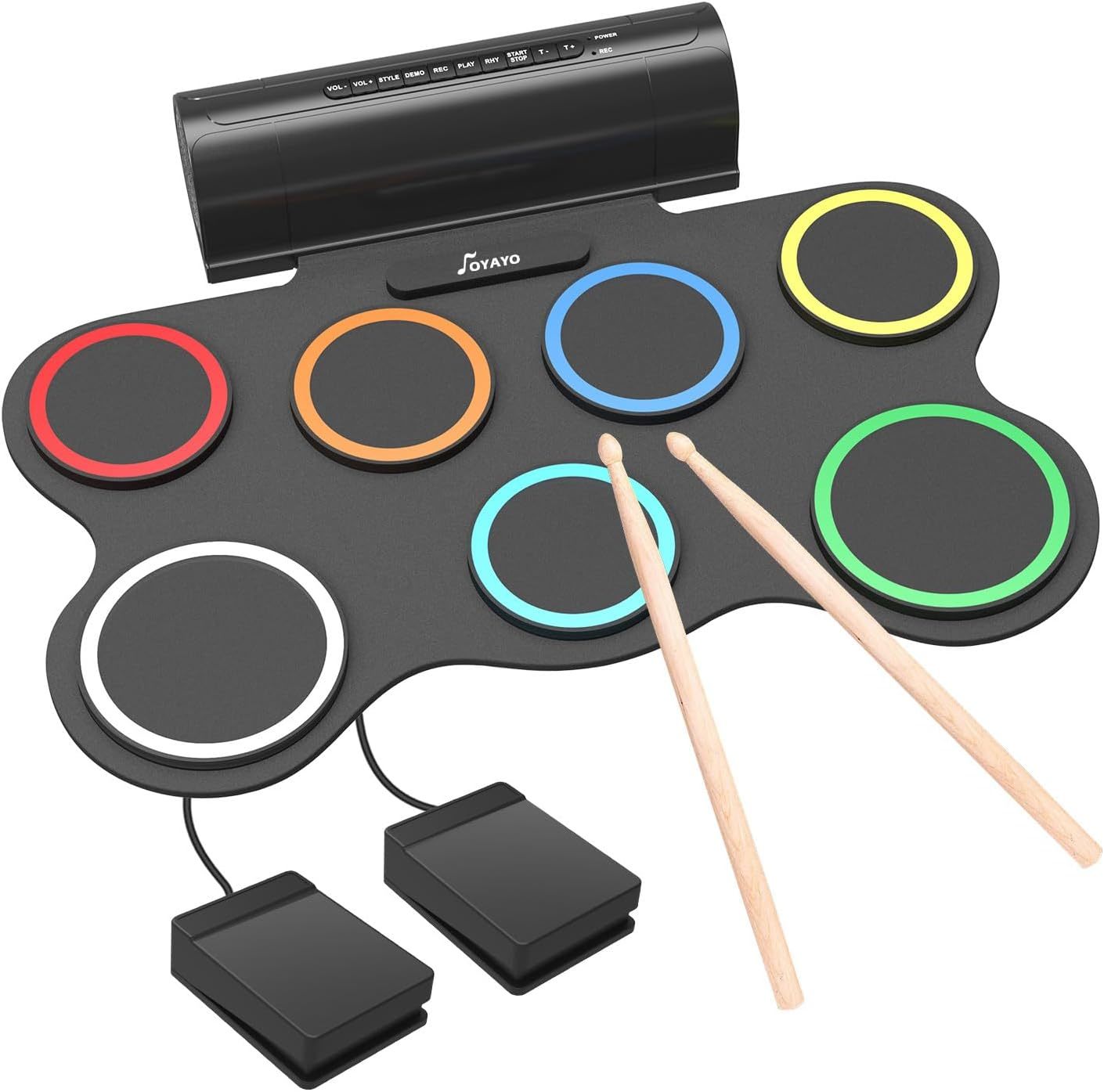 Electronic Drum Set, 7 Pads Practice Drum Kit With Dual Speakers, Support - $59.95