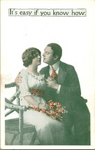 Vtg Postcard JMP Novelty Romance Victorian Its Easy If You Know How Kissing UNP - £12.60 GBP