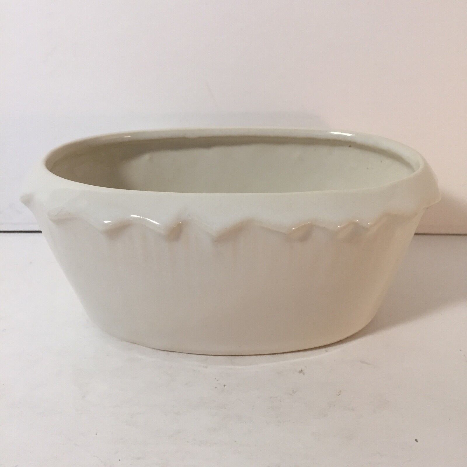 Primary image for McCoy Pottery Planter Dish White Cream With Zig Zag Edge