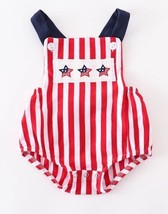 NEW Boutique 4th of July Boys Smocked Embroidered Stars Striped Romper Jumpsuit - £10.70 GBP