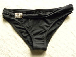 Beach Joy Black With Rhinestone Accent Bikini Bottom Size S NEW - £5.30 GBP