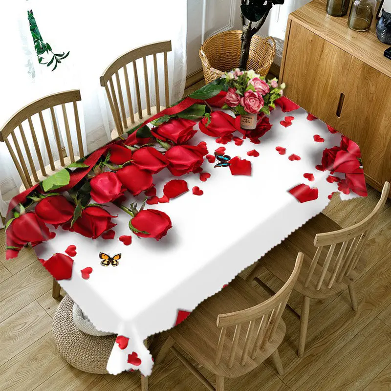 Customizable 3D Tablecloth Colorful Festive Flowers Pattern Washable Cloth Thick - £65.88 GBP