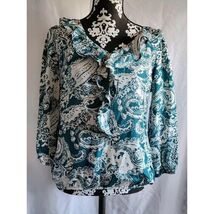 New York &amp; Company Ruffle Floral Top Blouse Long Sleeve Size Small - €8,55 EUR
