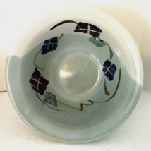 Kent Follette Art Pottery Bowl Sage Green &amp; White w/ Flowers 4&quot;H 8” diam... - £18.67 GBP
