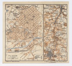 1925 Vintage Map City Of Plauen Saxony Altenburg Thuringia Thüringen / Germany - $25.01