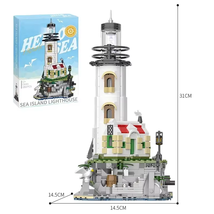 1092PCS Sea Island Electric Lighthouse Building Blocks Fisherman&#39;S Hut L... - $78.83
