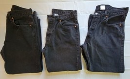 3 PAIR Levi’s 501 Denim Jeans Black Button Fly 35x28 38x30 READ VINTAGE Strauss - £50.45 GBP