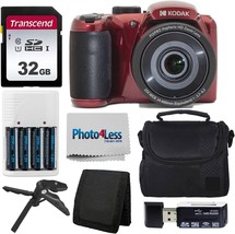 Point-And-Shoot Kodak Pixpro Az255 Digital Camera (Red) Case 32Gb Sd Mem... - $285.94